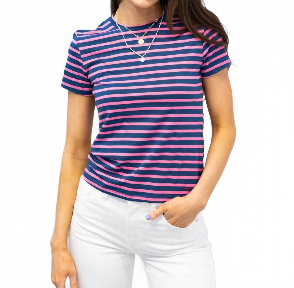 NEW FRANCES VALENTINE super striped tee in pink/navy